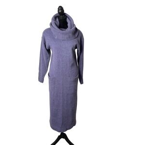 Vintage Outlander Cowl Neck Sweater Dress Size XS Purple Cozy Fuzzy Lambswool